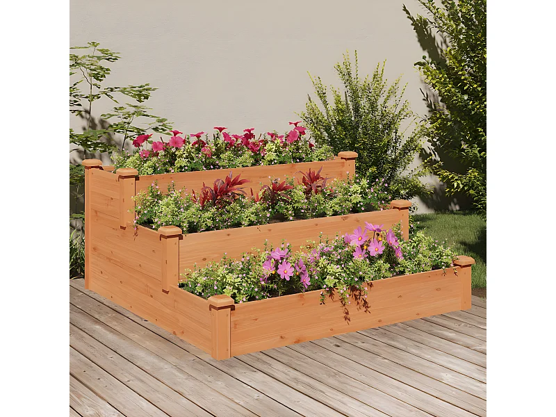 Canteiro elevado de jardim 120x120x56cm abeto maciço castanho PT841096