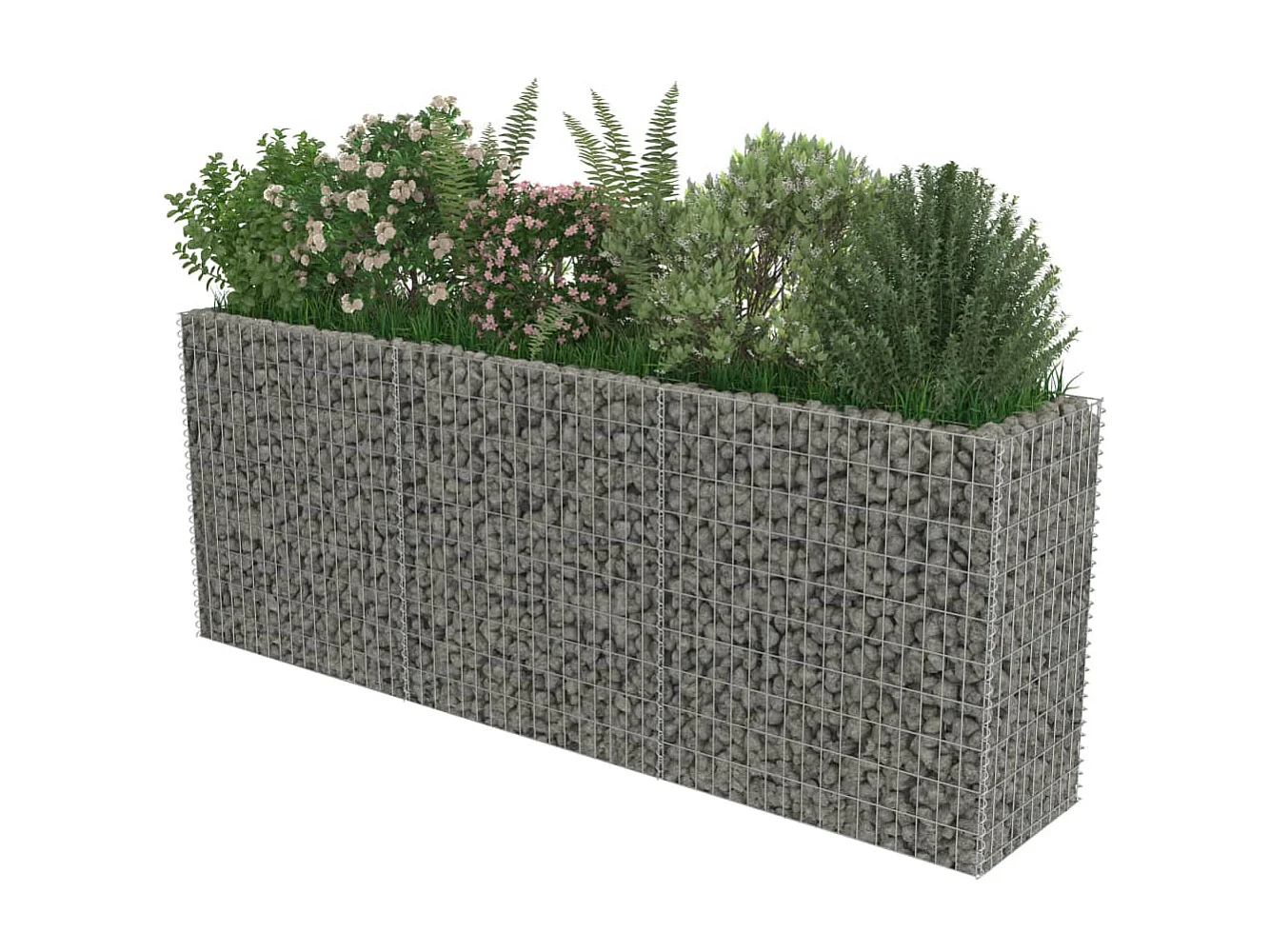 Lit surélevé à gabion Acier galvanisé 270x50x100 cm WVGQ7295