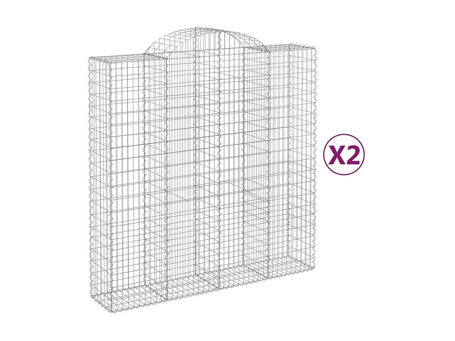 Paniers à gabions arqués 2 pcs 200x50x200/220 cm Fer galvanisé WVGQ2528