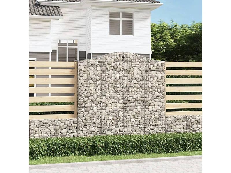 Panier de gabions arqué 200x50x200/220 cm Fer galvanisé WVGQ9802