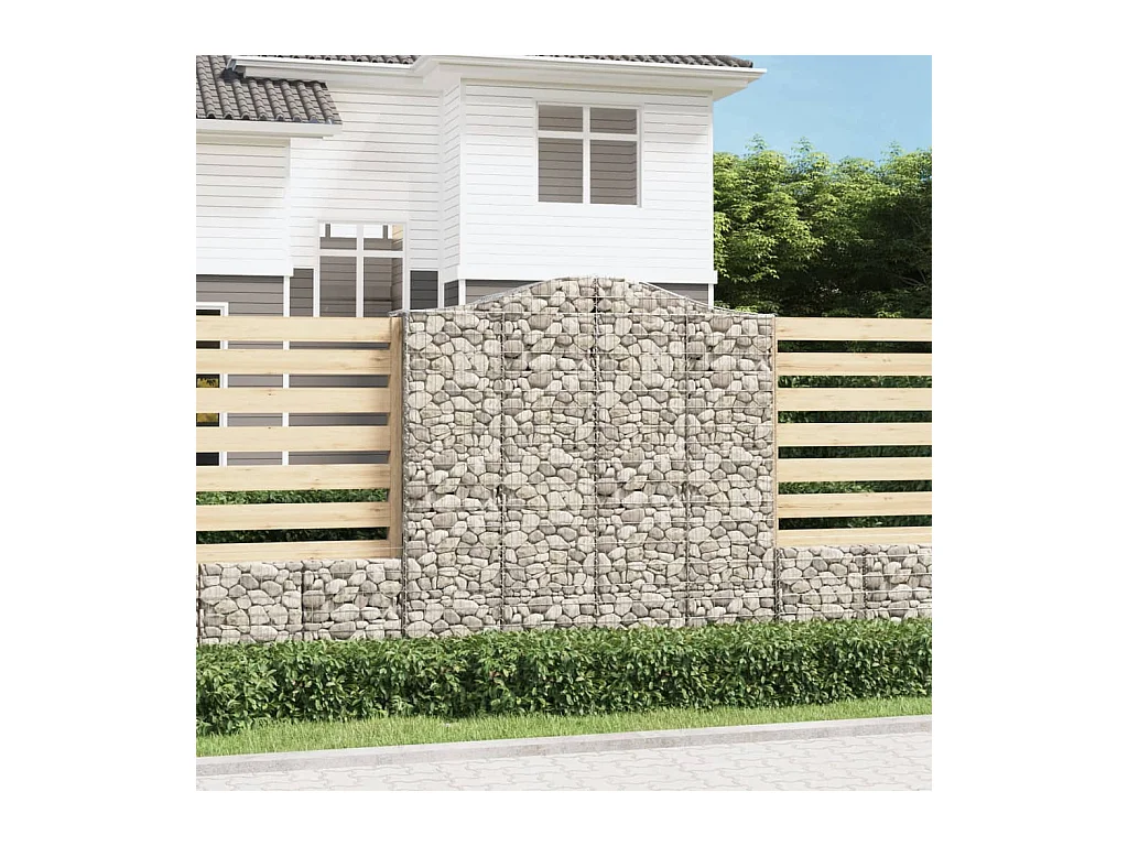 Panier de gabions arqué 200x50x200/220 cm Fer galvanisé WVGQ9802