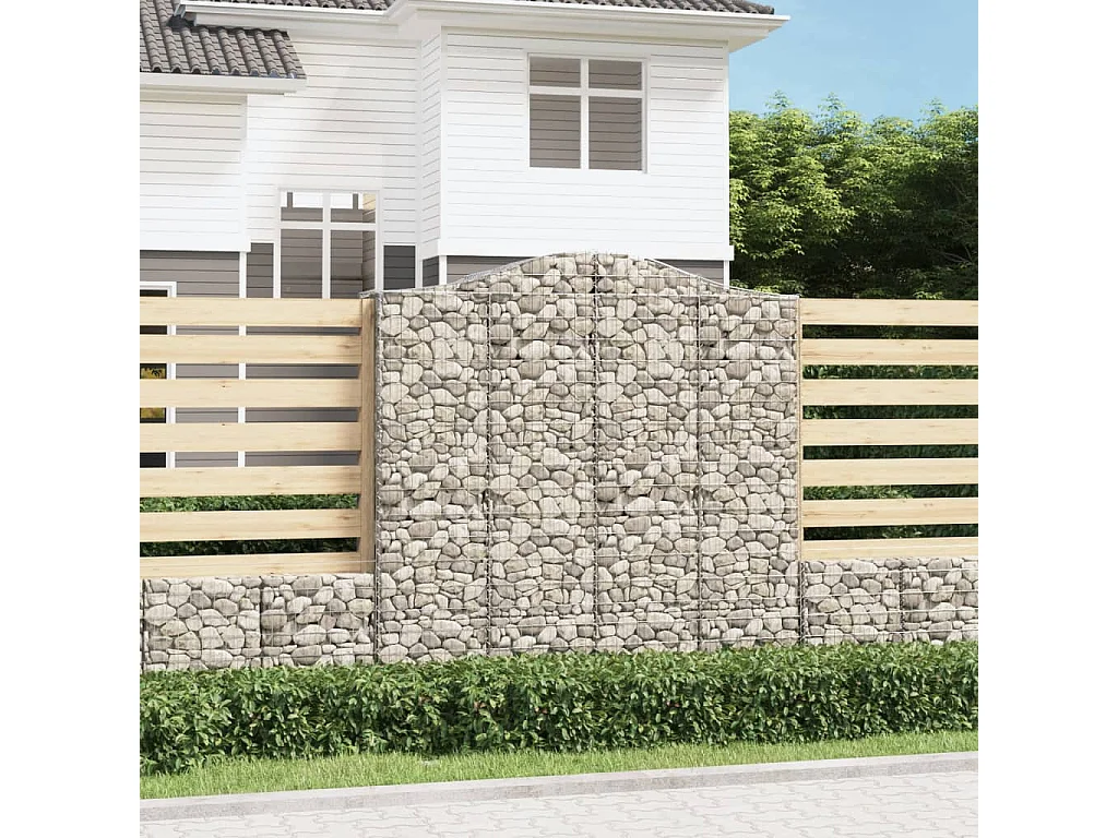 Panier de gabions arqué 200x50x200/220 cm Fer galvanisé WVGQ9802