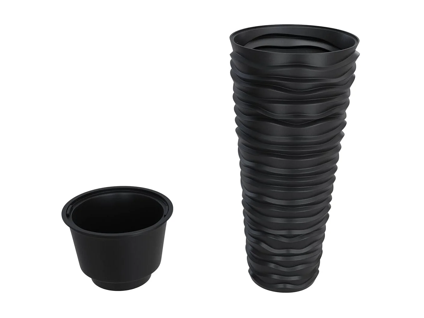 Plantenbak met uitneembare bak geribbeld 18/45 L PP antraciet NL899322