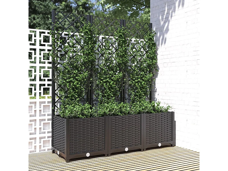 Vaso/floreira jardim c/ treliça 120x40x136 cm PP preto PT501964