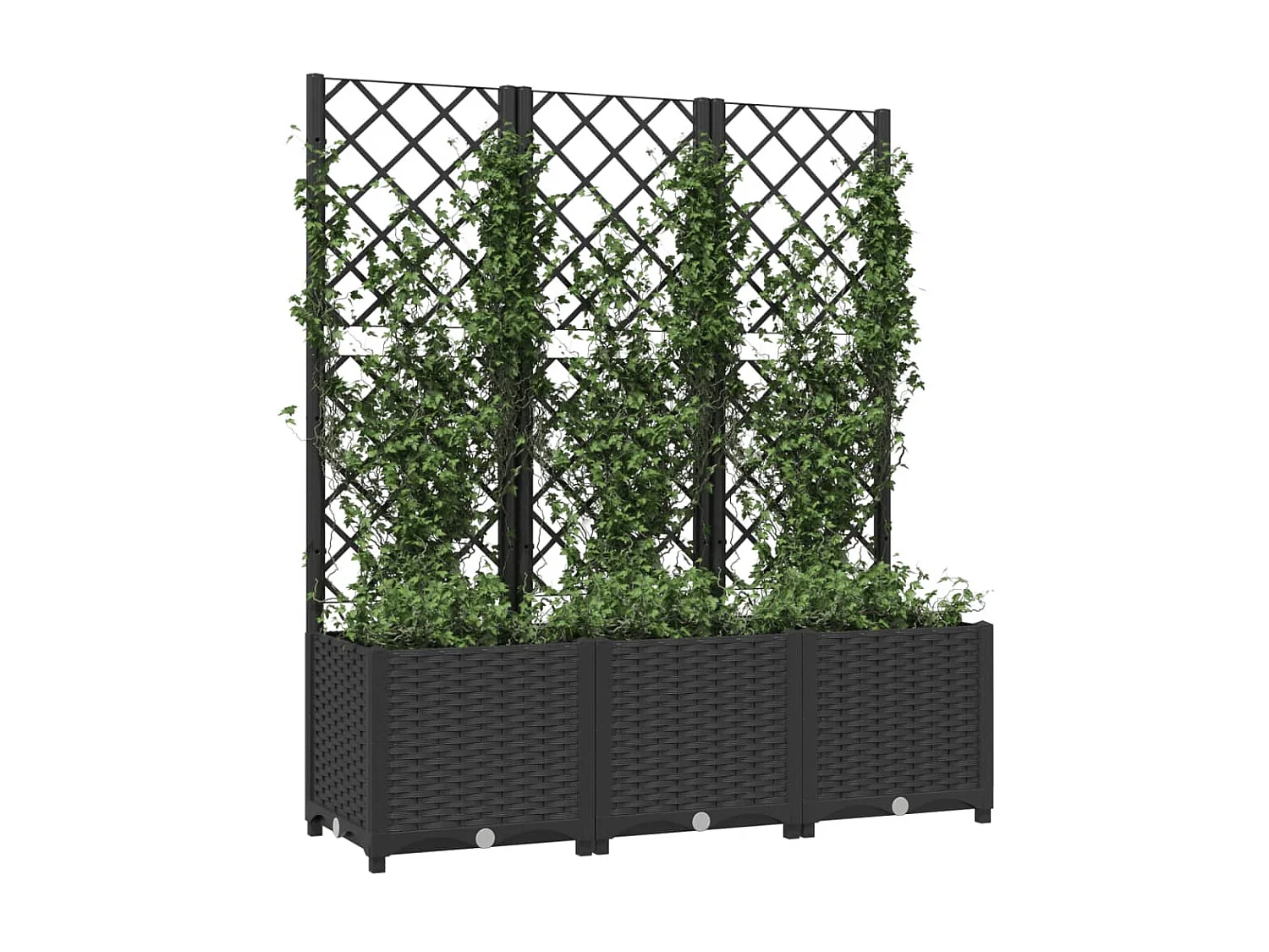 Jardinière avec treillis Noir 120x40x136 cm PP BE5584