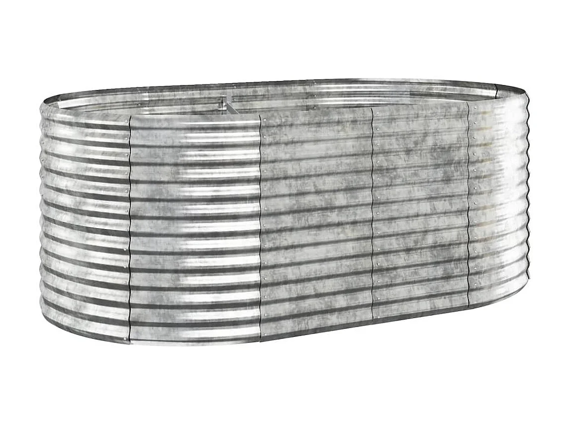 Canteiro elevado jardim 175x100x68 aço revestido a pó prateado PT190672