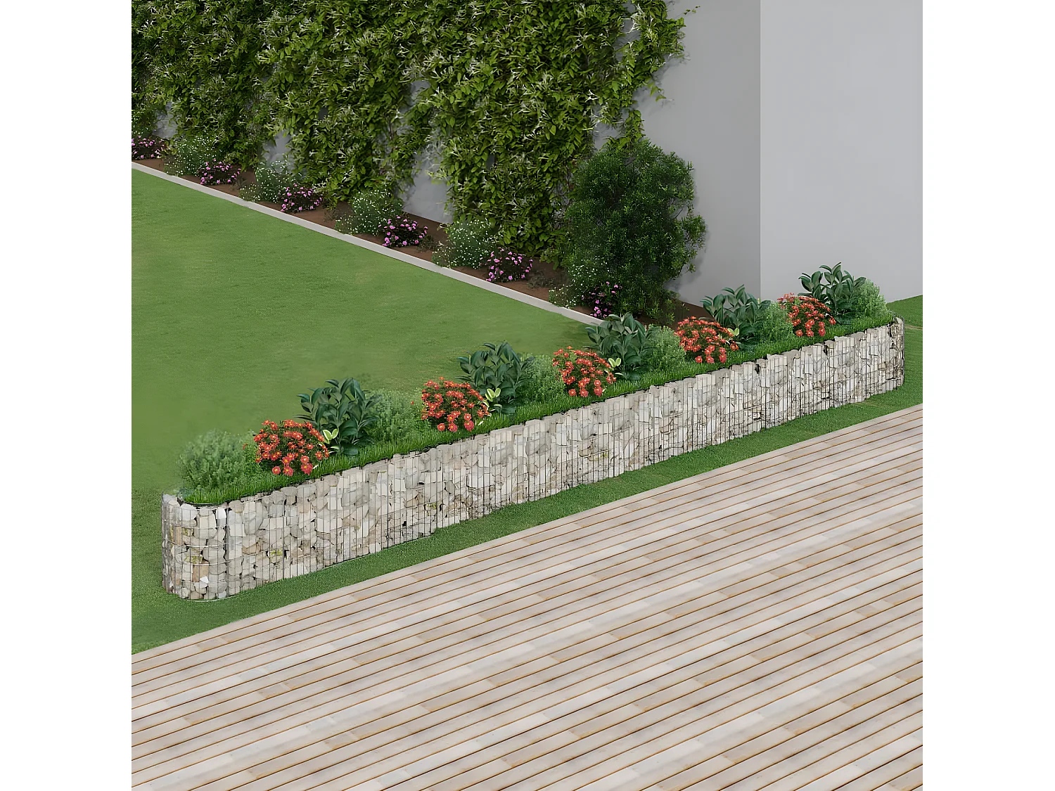 Lit surélevé à gabion Fer galvanisé 610x50x50 cm WVGQ1436