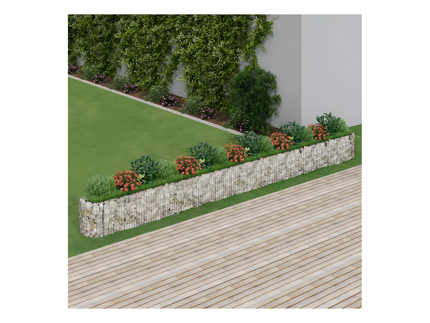 Arriate de gaviones de hierro galvanizado 610x50x50 cm ES36470