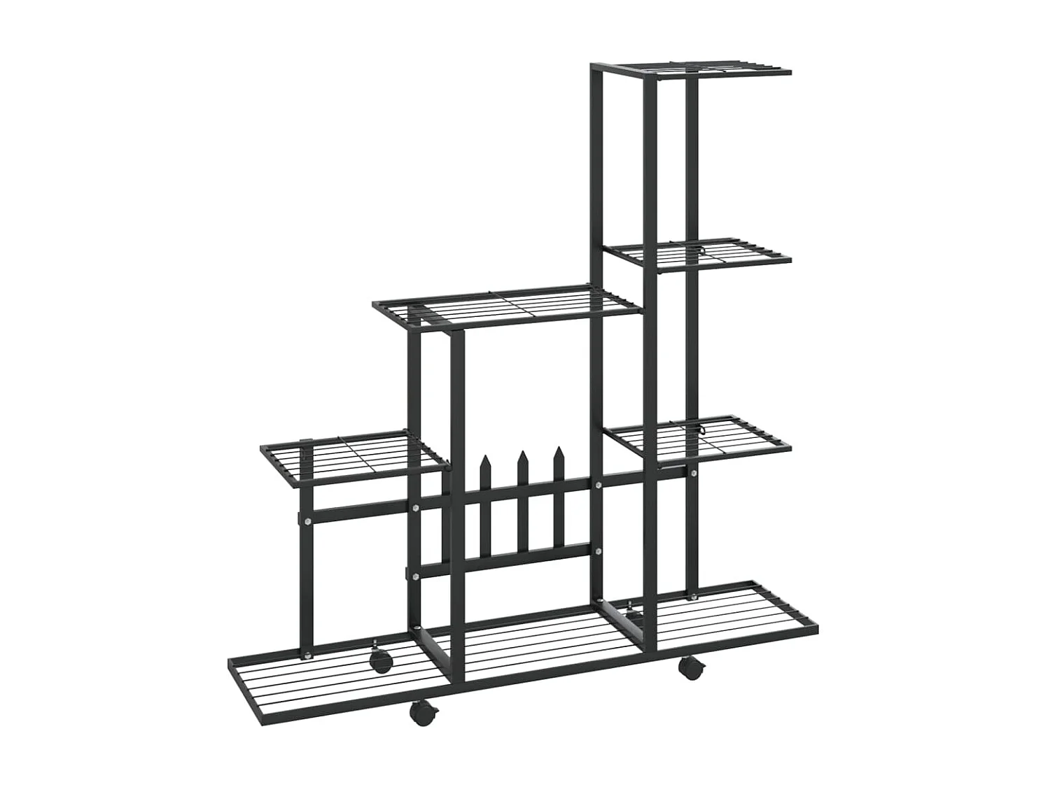 Jardinière Support pour plantes sur roues 94,5x25x92,5 cm Noir Métal BE6675