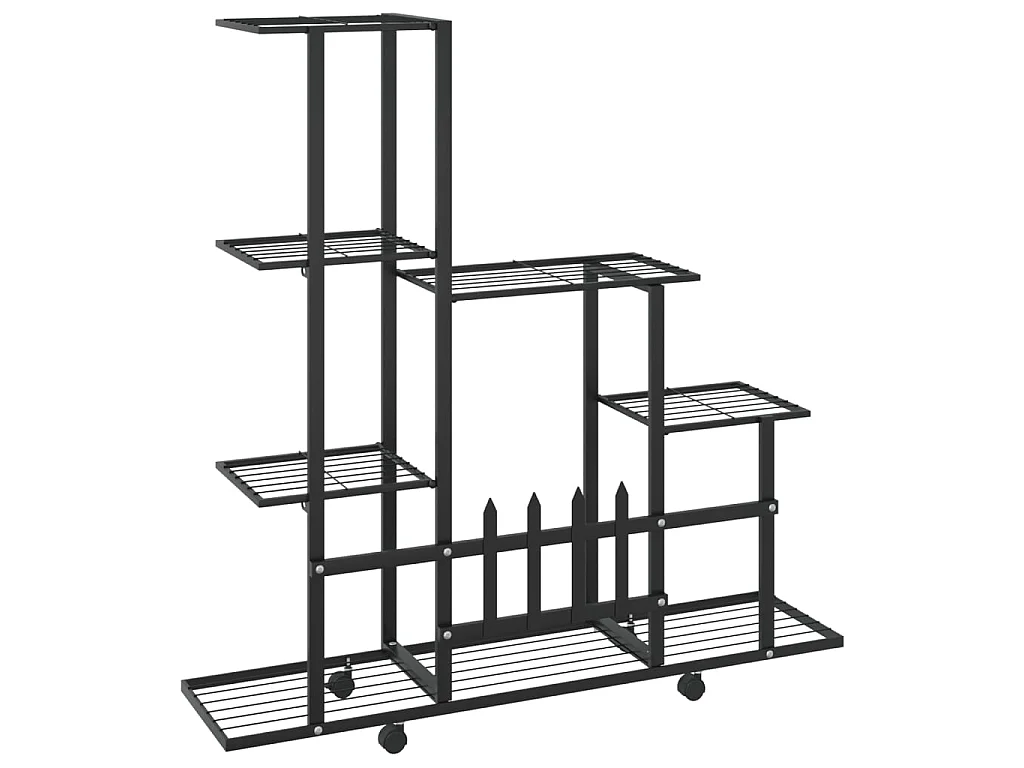 Jardinière Support pour plantes sur roues 94,5x25x92,5 cm Noir Métal BE6675
