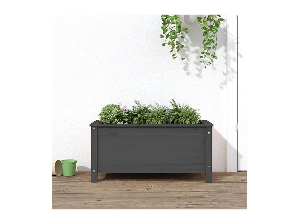 Jardinière gris 82,5x40x39 cm bois massif de pin BE2421