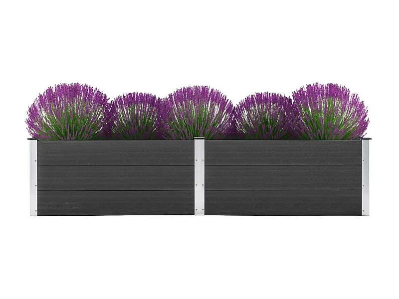 Canteiro elevado de jardim 250x100x54 cm WPC cinzento PT397594