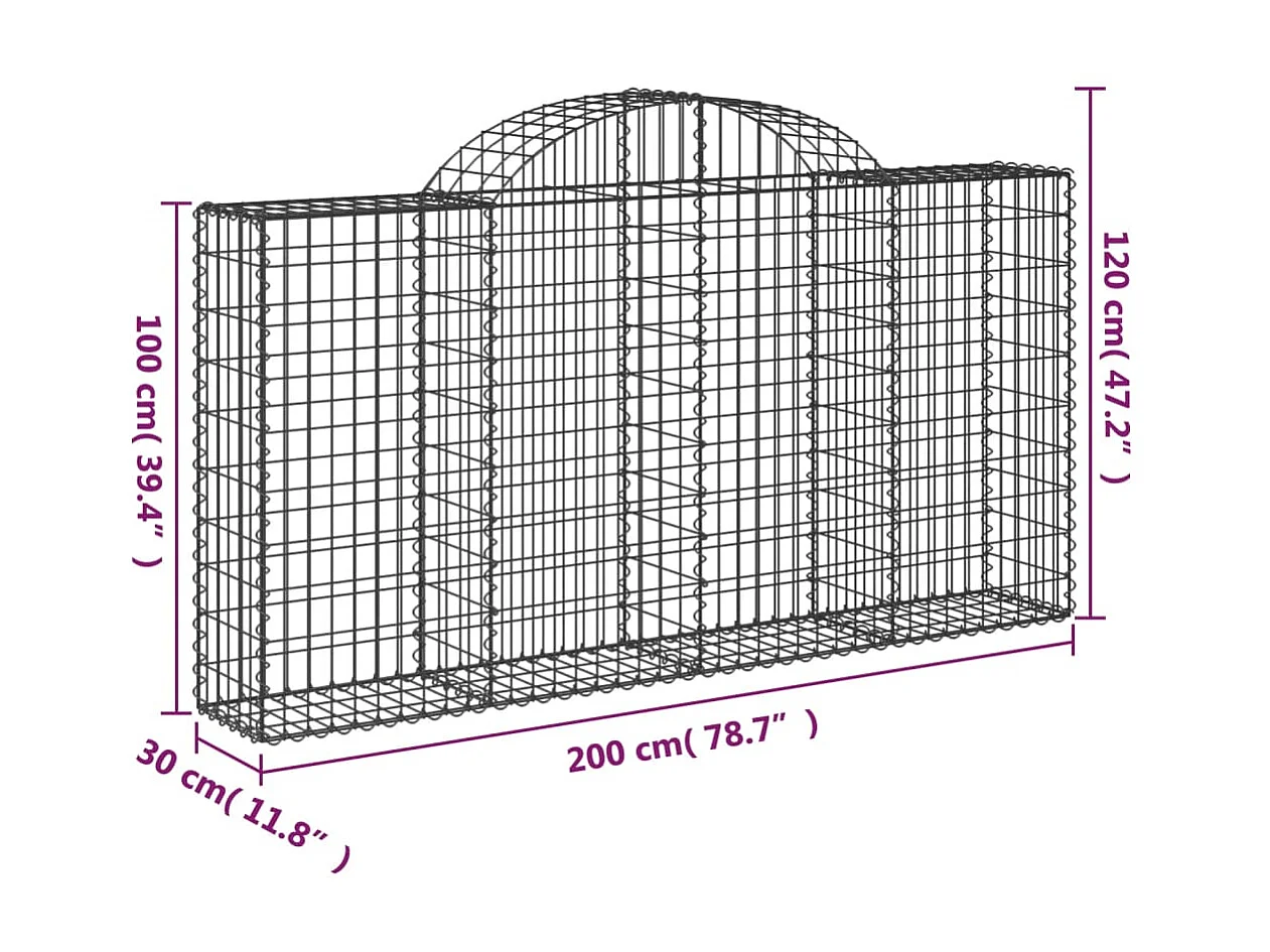 Panier de gabions arqué 200x30x100/120 cm Fer galvanisé WVGQ6280