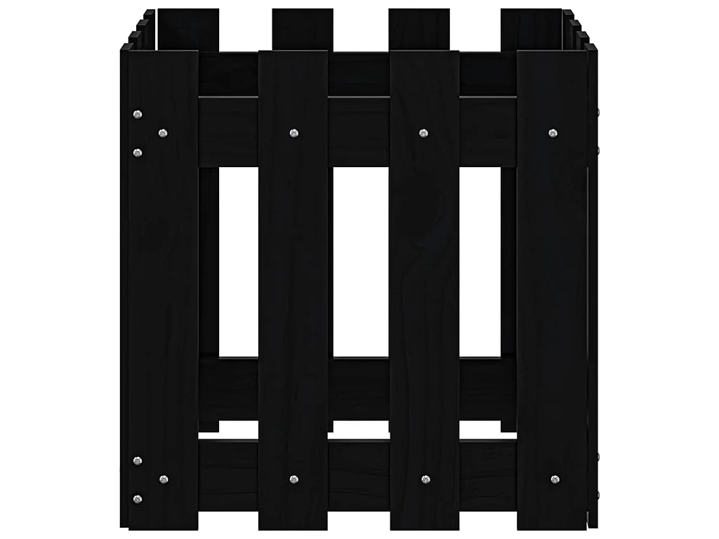 Plantenbak met hekontwerp 40x40x40 cm massief grenenhout zwart NL974321