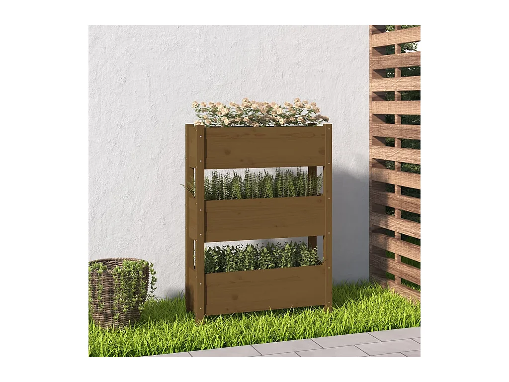 Jardinière Marron miel 77x25x104,5 cm Bois massif de pin BE8009