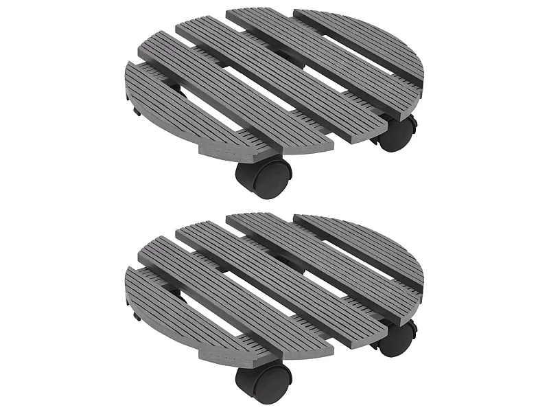 Chariots à plantes 2 pcs Gris Ø30x7,5 cm WPC BE3145