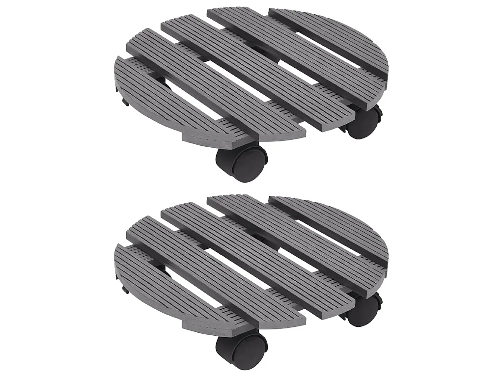 Chariots à plantes 2 pcs Gris Ø30x7,5 cm WPC BE3145