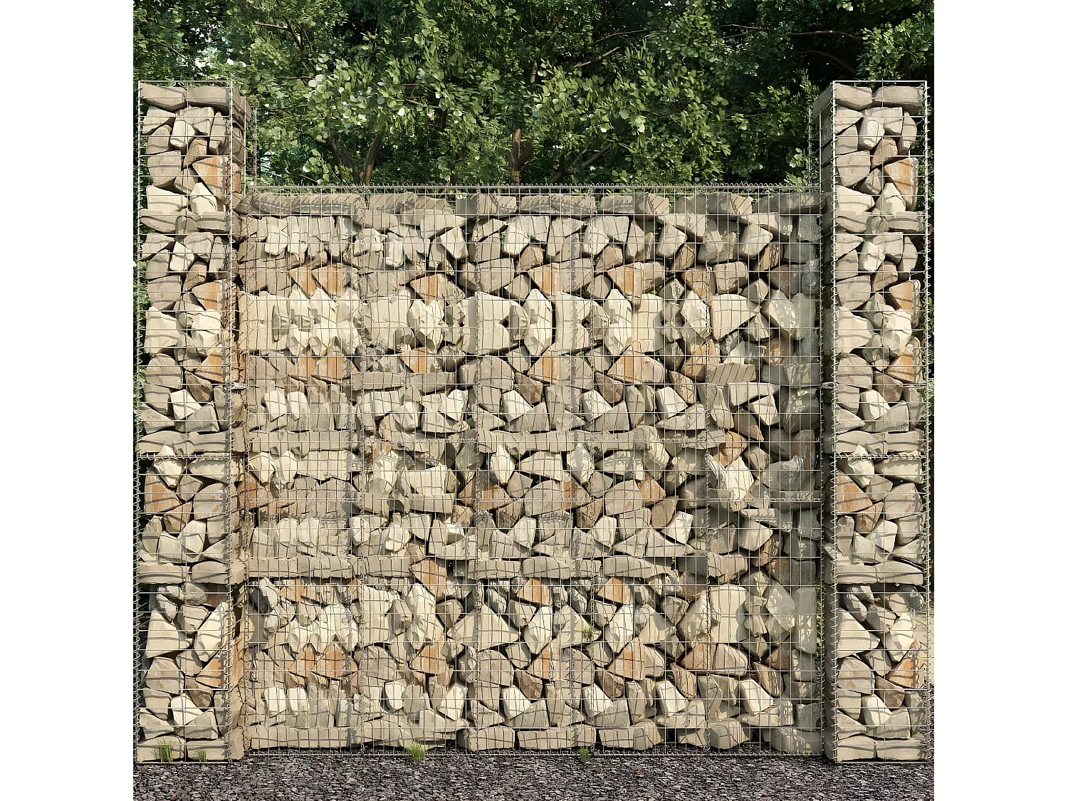 Cestas de muro de gaviones 3 uds acero galvanizado 25x25x197cm ES63044