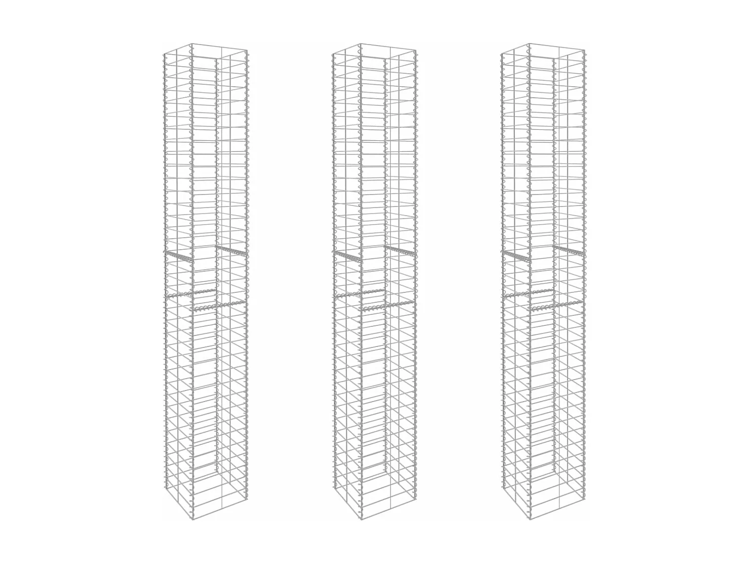 Cestas de muro de gaviones 3 uds acero galvanizado 25x25x197cm ES63044