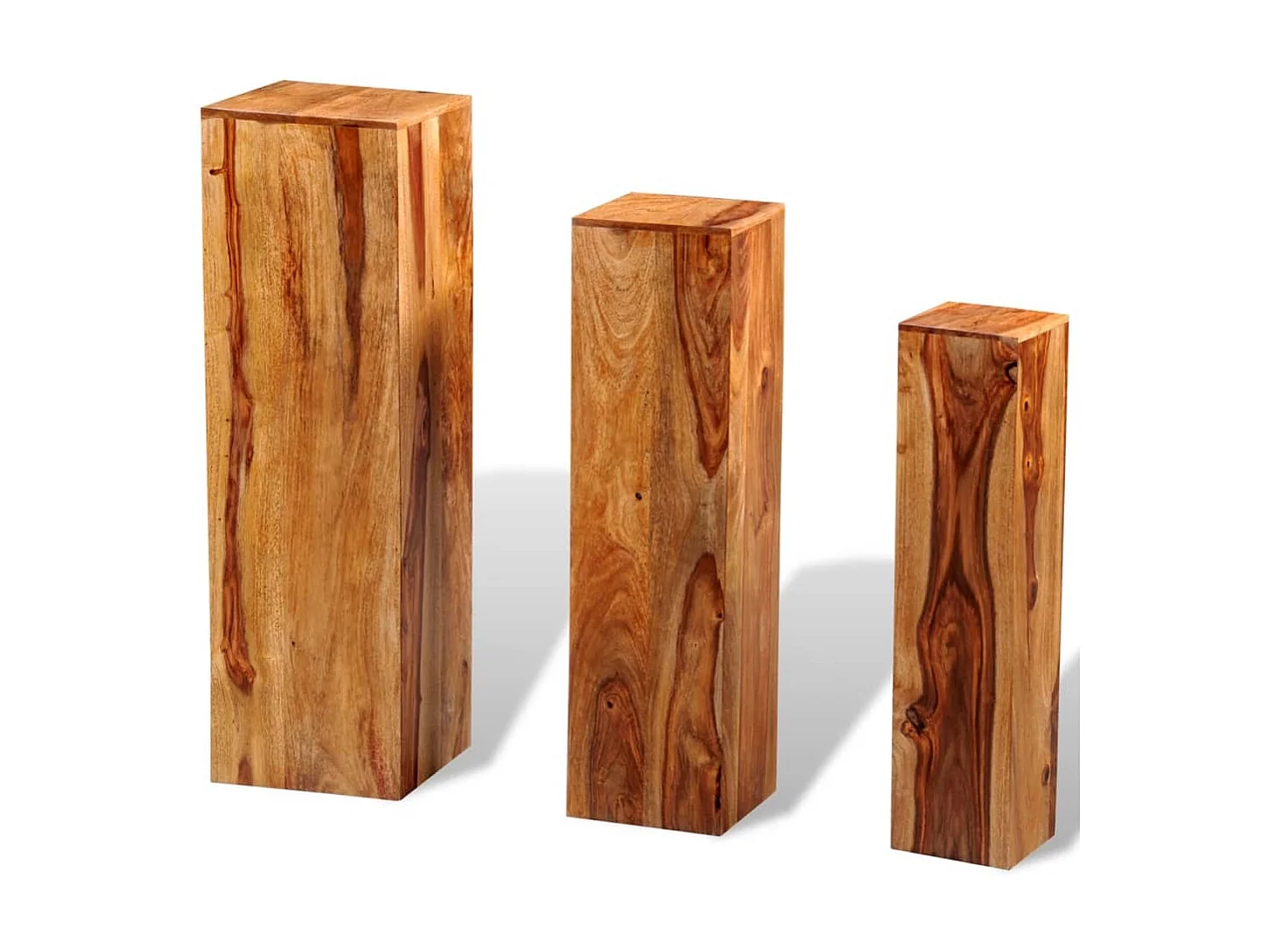 3-delige Plantenstandaardenset massief sheeshamhout bruin NL251922