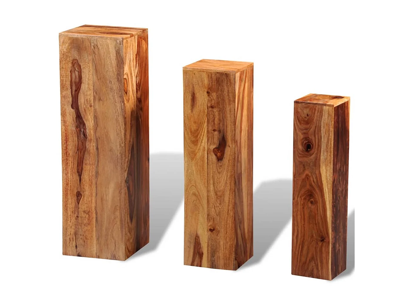 3-delige Plantenstandaardenset massief sheeshamhout bruin NL251922