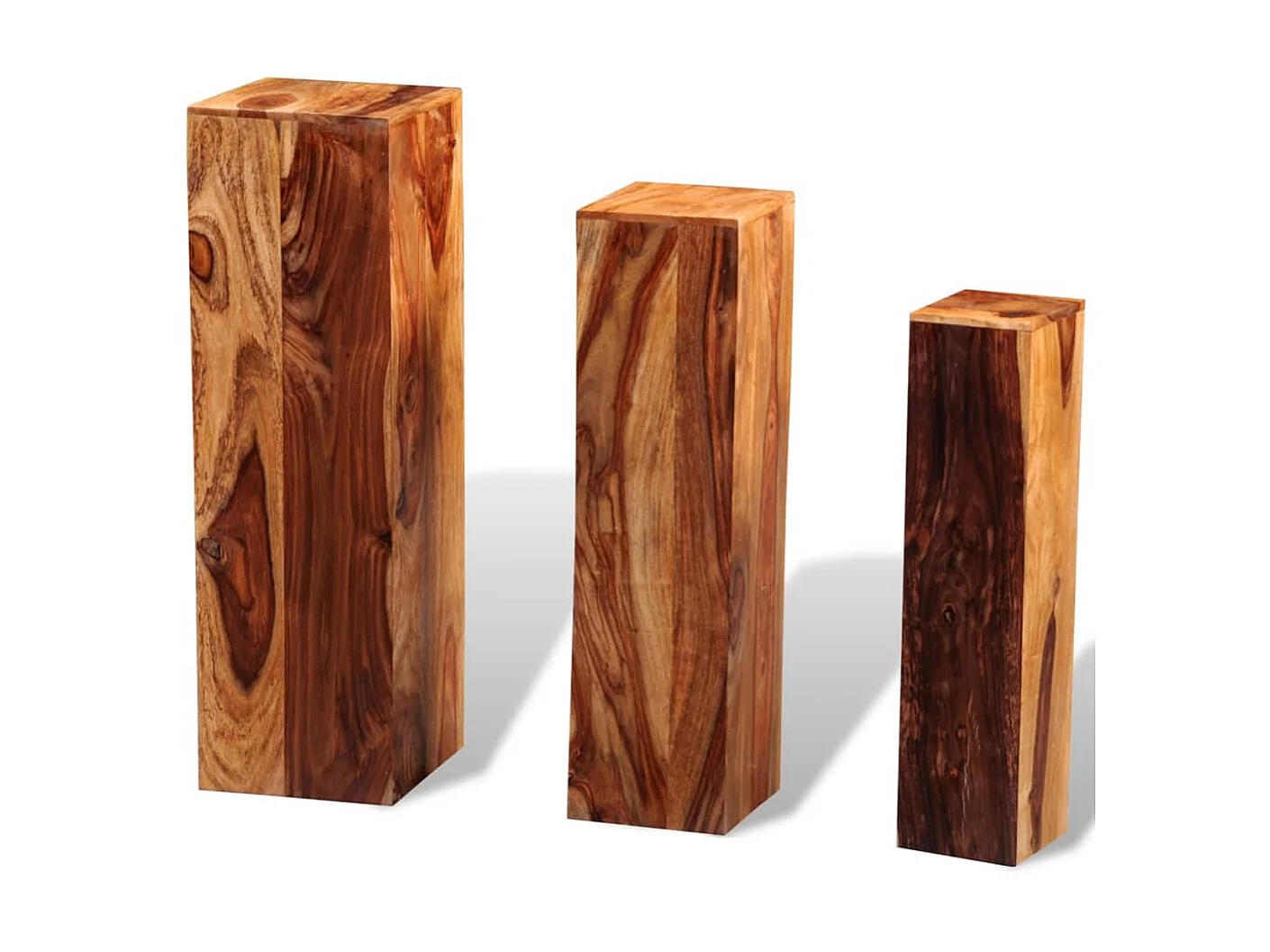 3-delige Plantenstandaardenset massief sheeshamhout bruin NL251922