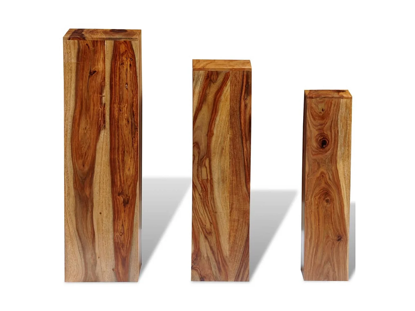 3-delige Plantenstandaardenset massief sheeshamhout bruin NL251922