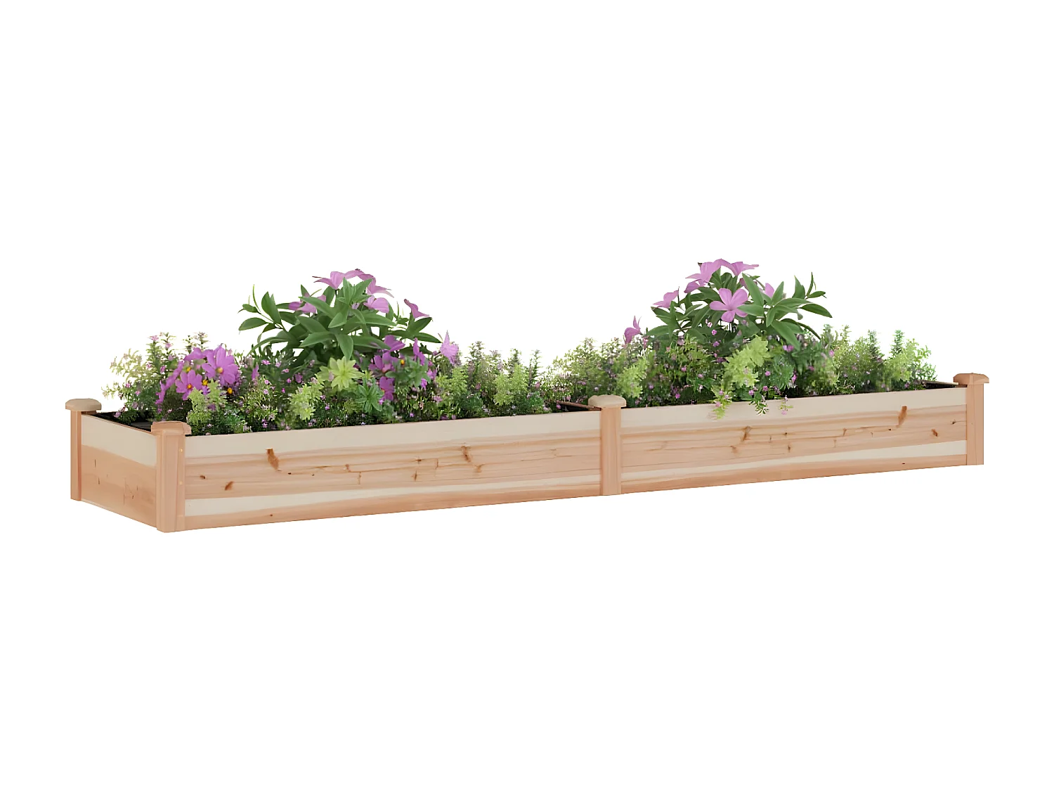 Plantenbak verhoogd met voering 240x60x25 cm massief vurenhout