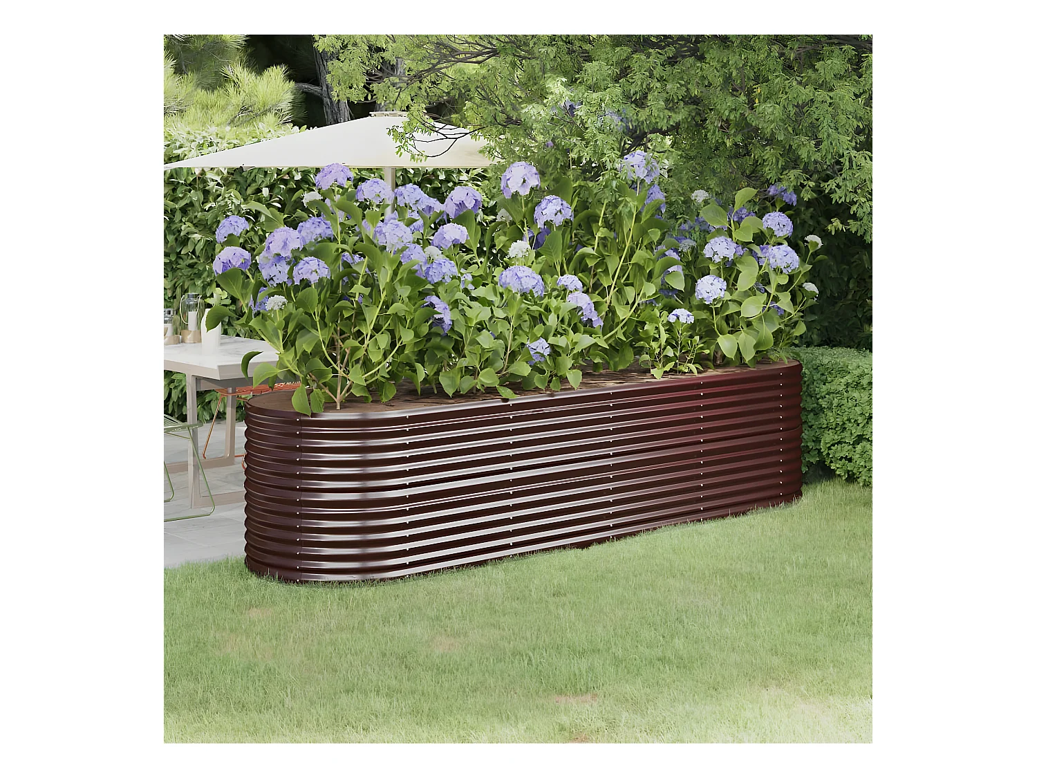 Plantenbak 296x80x68 cm gepoedercoat staal bruin
