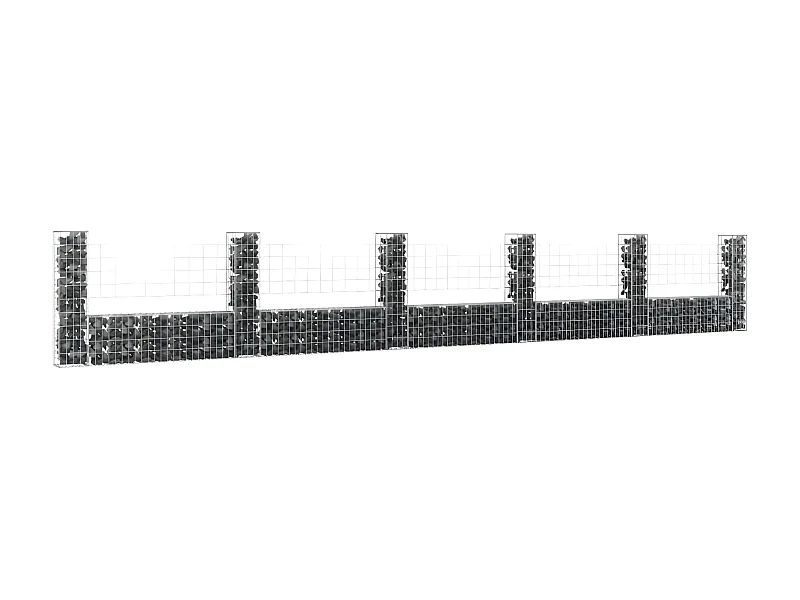 Mur de gabion en forme de U avec 6 poteaux Fer 620x20x100 cm WVGQ1200
