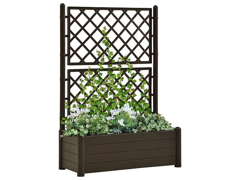 Jardinera con enrejado PP moca 100x43x142 cm ES80739