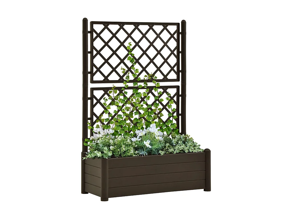 Jardinière avec treillis 100x43x142 cm PP Moka BE4663