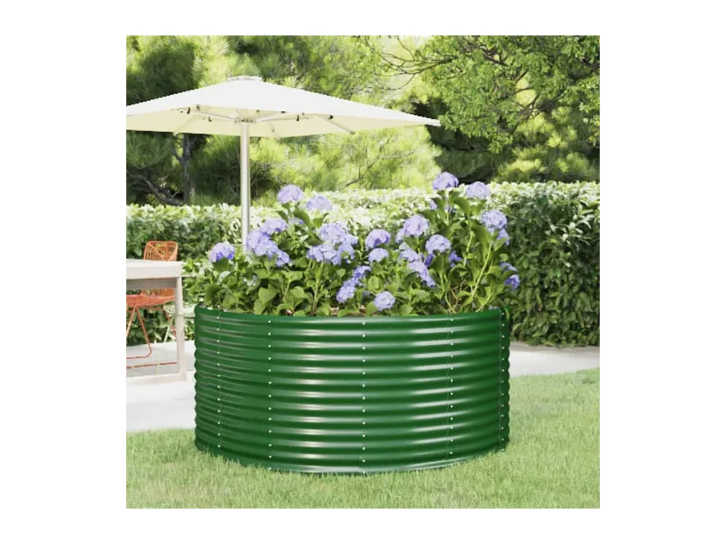 Jardinera arriate acero recubrimiento polvo verde 140x140x68 cm ES31648