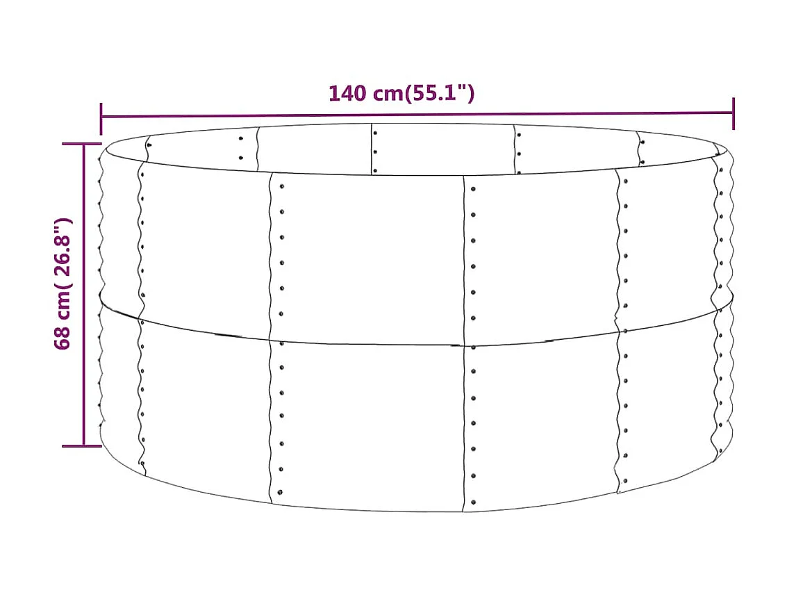 Plantenbak 140x140x68 cm gepoedercoat staal groen