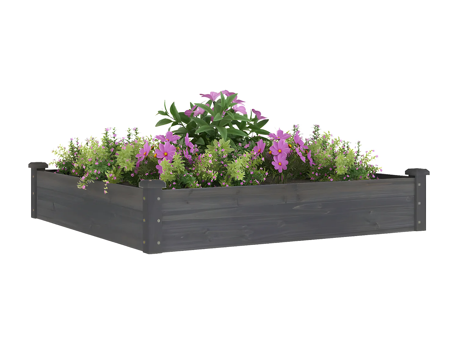 Jardinera arriate forro madera maciza abeto marrón 120x120x25cm ES23366