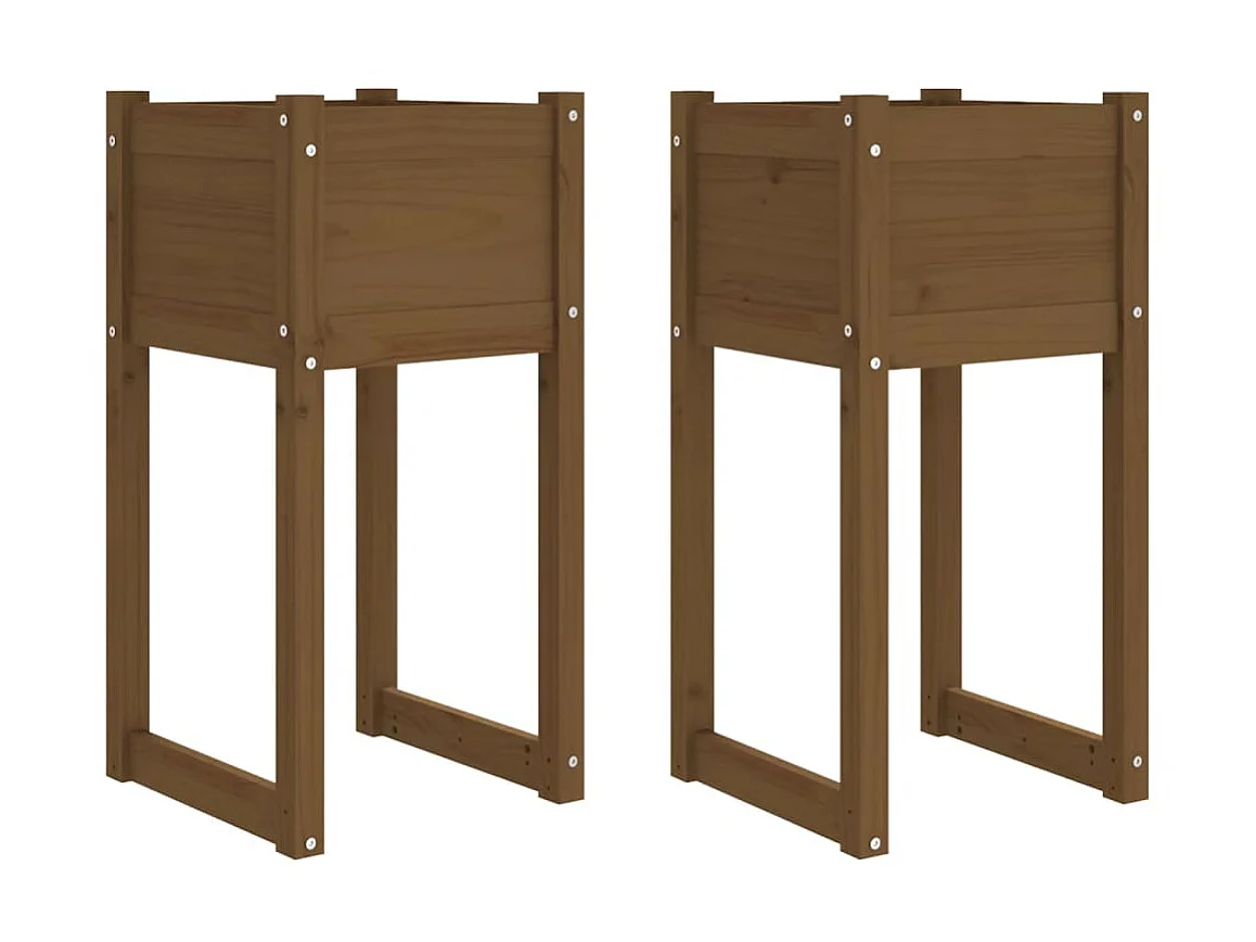 Jardinières 2 pcs Marron miel 40x40x81 cm Bois massif de pin BE2439