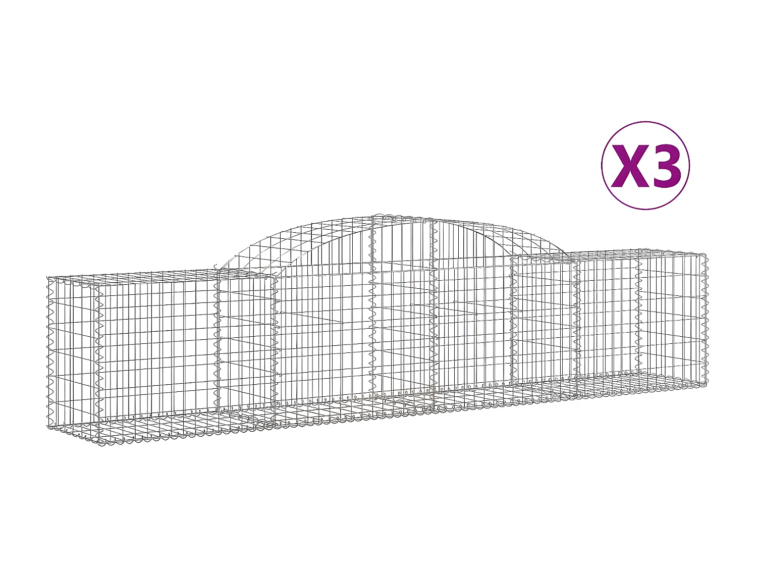 Paniers à gabions arqués 3 pcs 300x50x60/80 cm fer galvanisé WVGQ2321