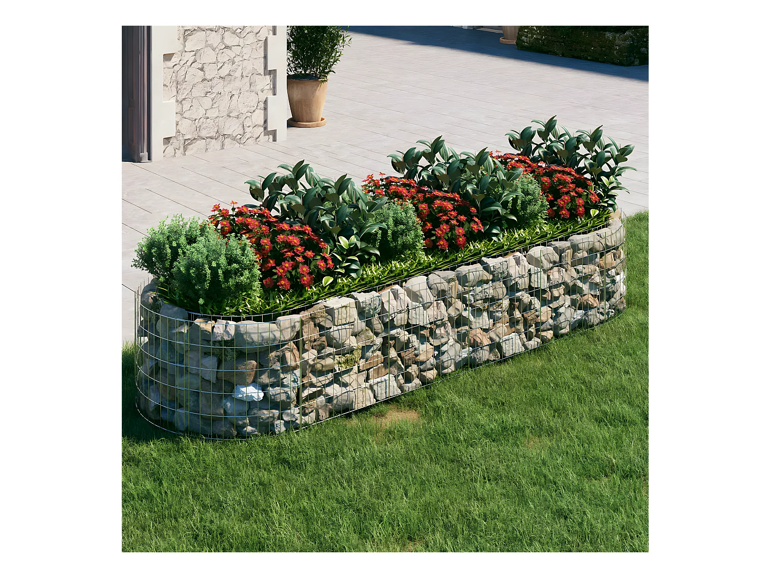 Arriate de gaviones de hierro galvanizado 300x100x50 cm ES35300
