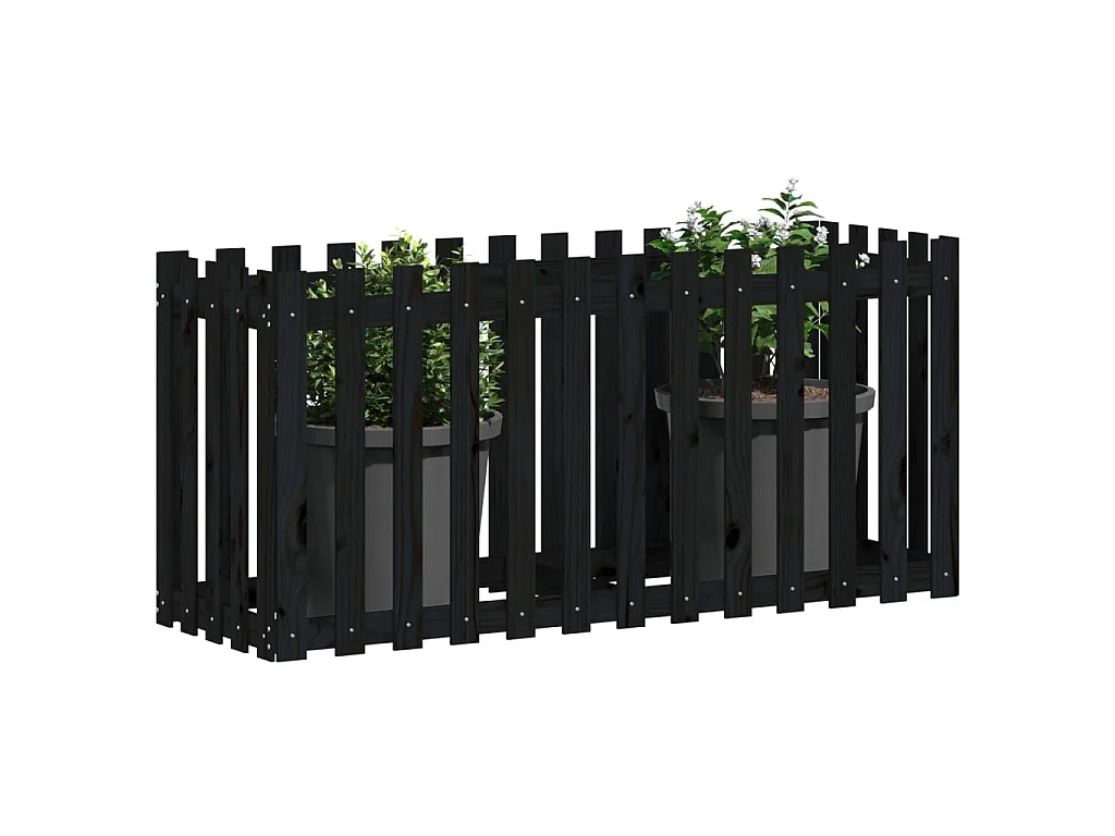 Plantenbak verhoogd hekontwerp 150x50x70 cm grenenhout zwart