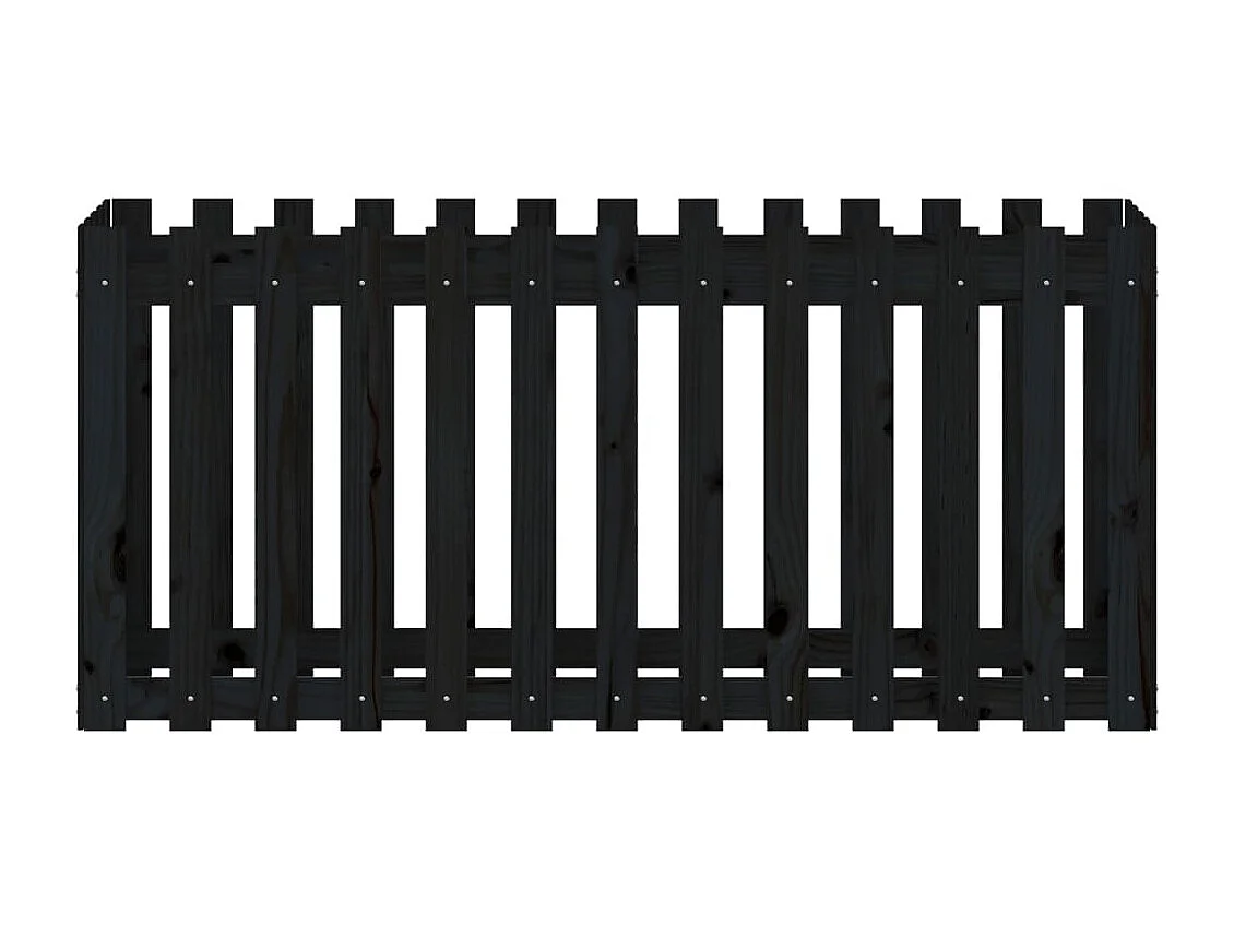 Jardinera elevado jardín con valla madera pino negro 150x50x70cm ES43888