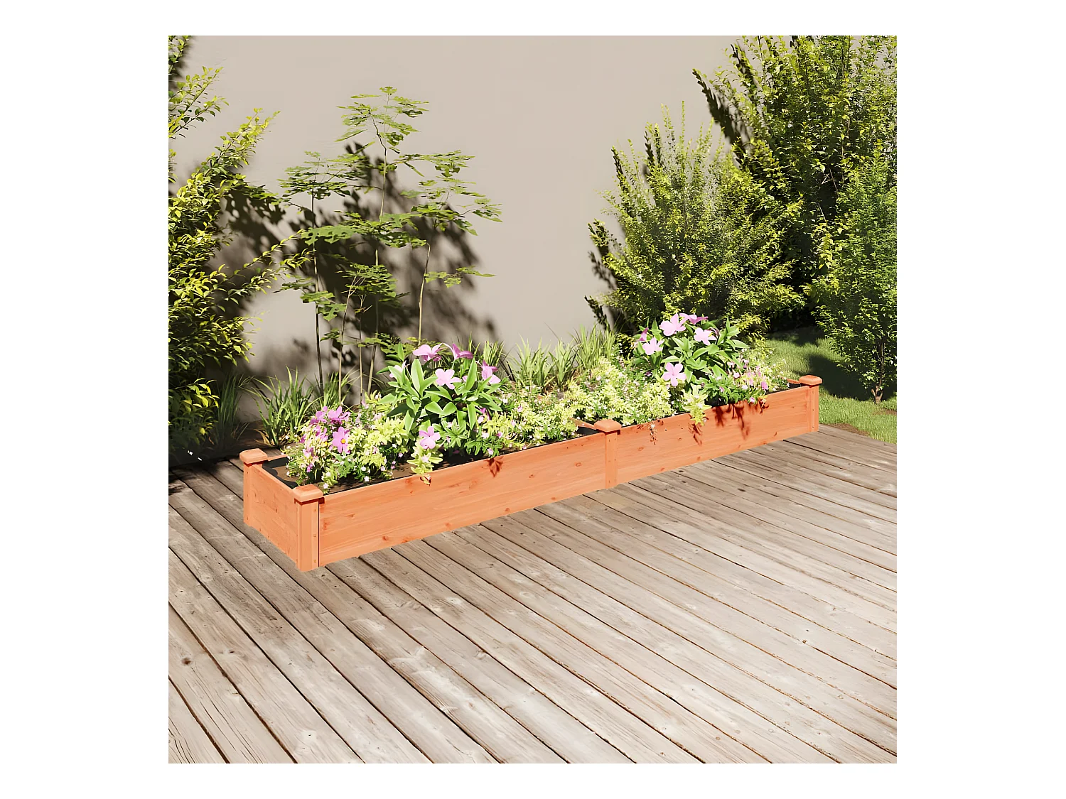 Jardinera arriate con forro madera abeto marrón 240x45x25 cm ES58282