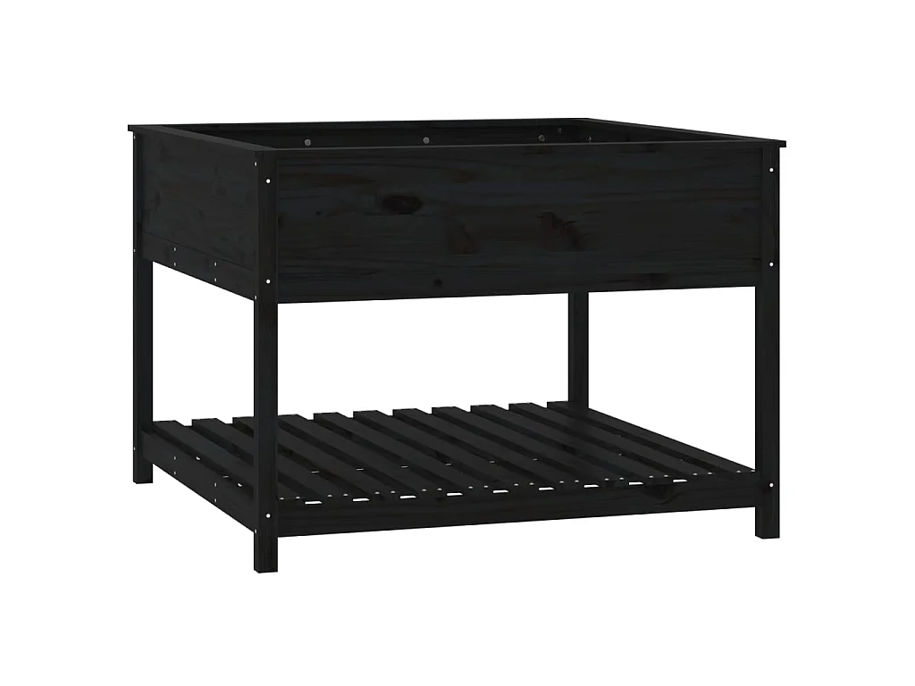 Jardinière et étagère Noir 111,5x111,5x81 cm Bois massif de pin BE2645