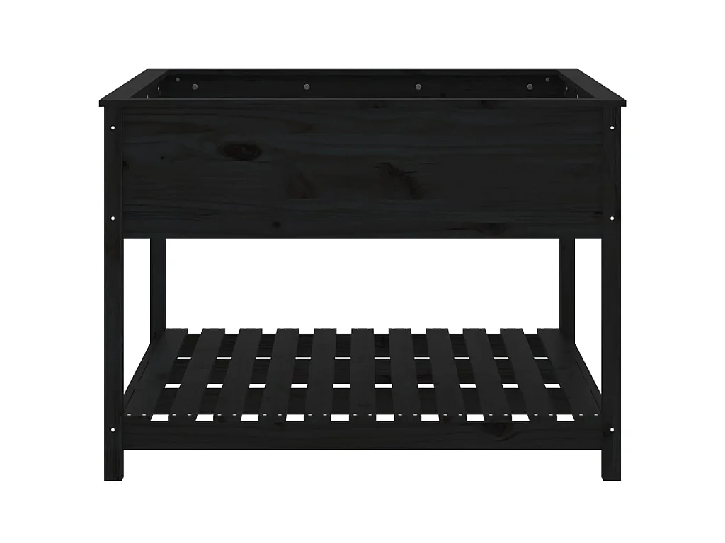 Jardinière et étagère Noir 111,5x111,5x81 cm Bois massif de pin BE2645