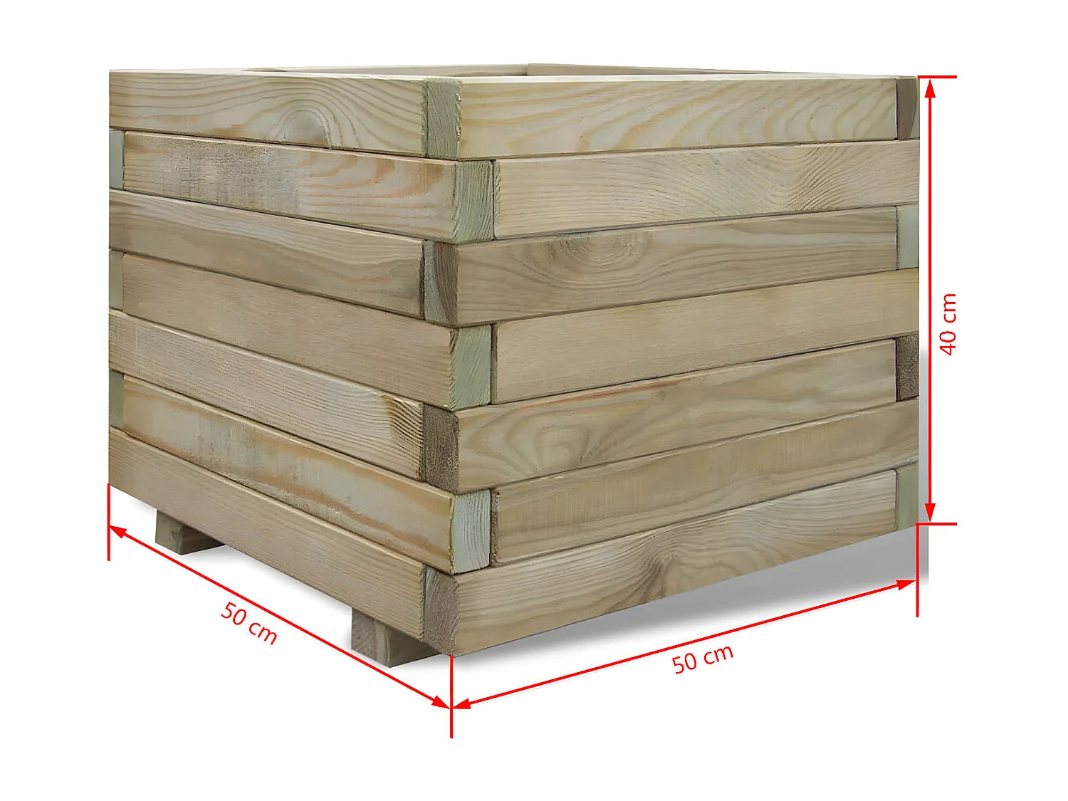 Jardinera cuadrado madera 50x50x40 cm ES37340