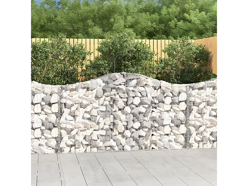 Paniers à gabions arqués 2 pcs 200x30x100/120 cm Fer galvanisé WVGQ9090