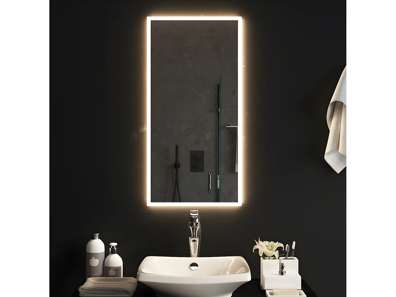 Miroir de salle de bain à LED 40x80 cm PQG2924
