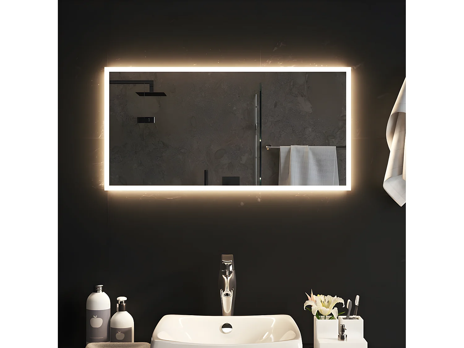 Miroir de salle de bain à LED 40x80 cm PQG2924