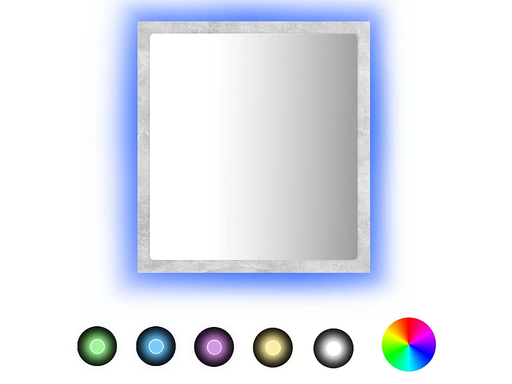 Miroir à LED de salle de bain Gris béton 40x8,5x37 cm Acrylique WVGQ4687