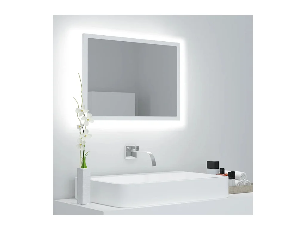 Miroir à LED de salle de bain Blanc 60x8,5x37 cm Acrylique WVGQ4137