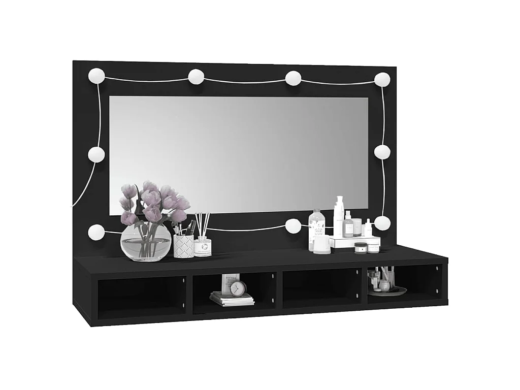 Miroir avec LED noir 90x31,5x62 cm WVGQ6323